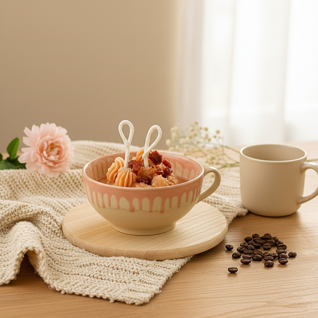 Chocolate Latte Candle in cozy setting